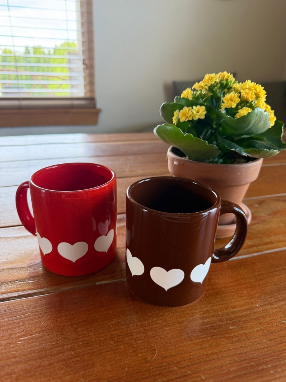 War haters Bach W. Germany - Red and Brown Heart Ceramic Mug Set